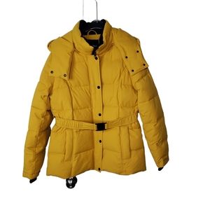 NWT Sam Edelman Yellow Belted Hooded Parka Coat Size Large